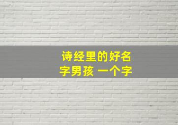 诗经里的好名字男孩 一个字